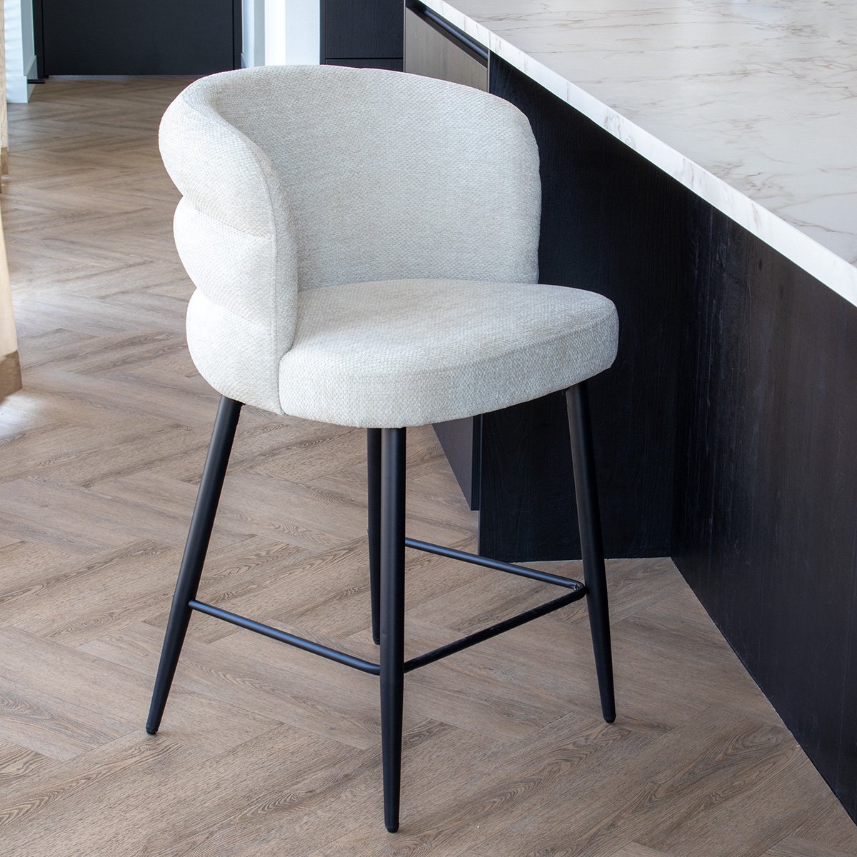 DÉJA Living Barstoel Félix - Taupe - Zithoogte 65cm - Set van 2