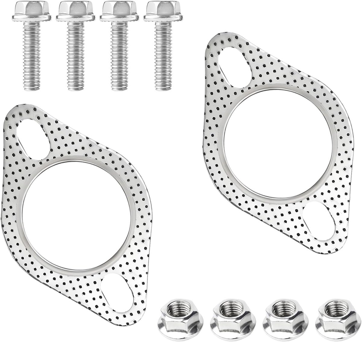 Uitlaat flens pakking 2,5 inch - 2-delige set - incl. M10-bouten - betrouwbare afdichting voor auto - ShopVlot