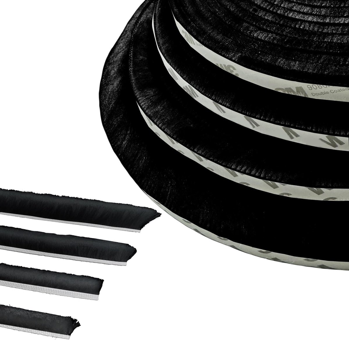 Famanu – Deurstrip Tochtwering, 5 m (L) x 9 mm (B) x 23 mm (D) Borstel Tochtwering, Tochtwering, Tochtweringstrip Voor Voordeur, Tochtwering Voor Ramen, Zwart