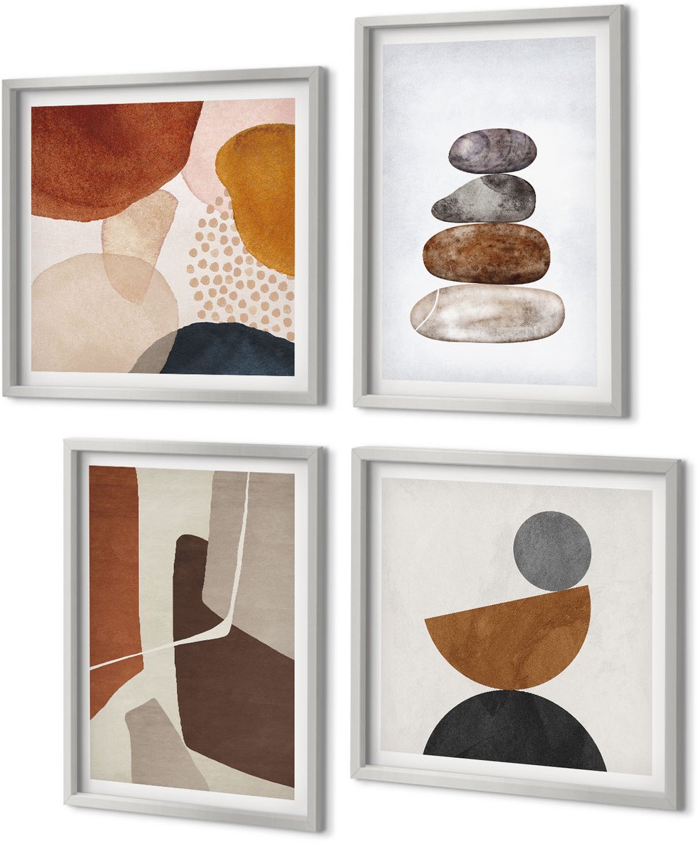 Coloray 4-Delige Schilderij Set - Abstracte schilderijen, moderne decoraties - 40 x 40 cm en 40 x 60 cm - Decoratieve Schilderijen - Wanddecoratie - Hal - Muurdecoratie