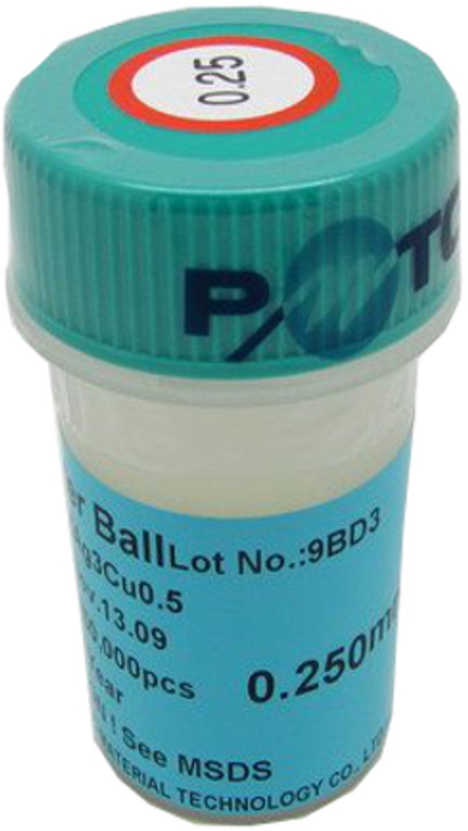 BGA Soldeerballen 0,5mm 250.000 Stuks Loodvrij Sn96,5/Ag3/Cu0,5