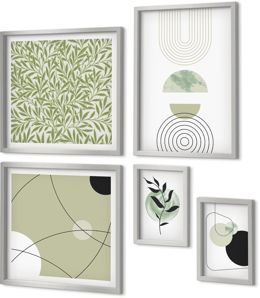 Coloray 5-Delige Schilderij Set - Strand Met Een Houten Pad, Zee En Kliffen Aan Zee. - 20 x 30 cm - Moderne Wanddecoratie - Slaapkamer