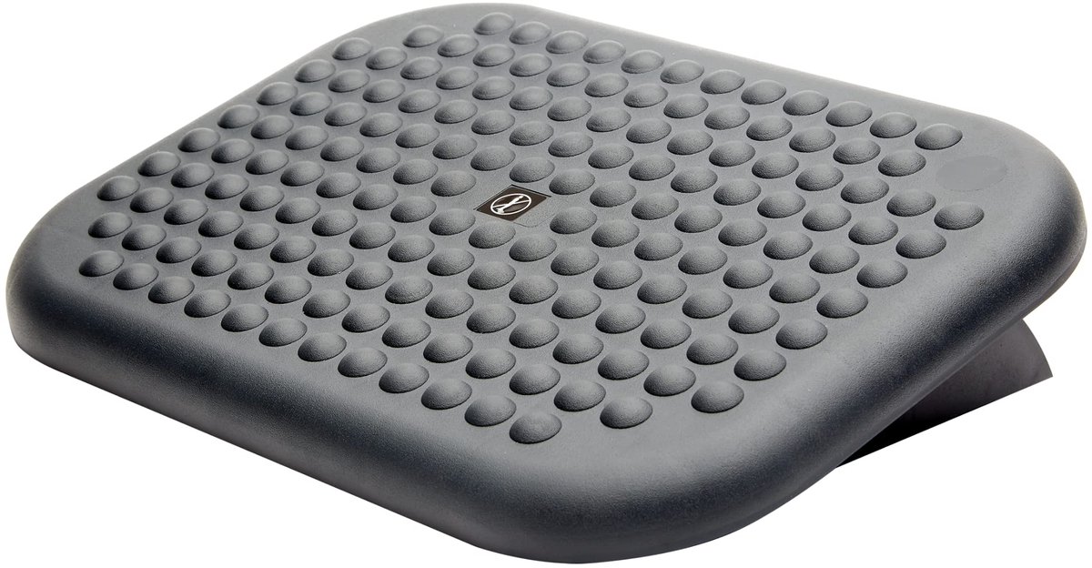 Famanu – voetensteun voor kantoor, verstelbaar en antislip met massage-effect, zwart