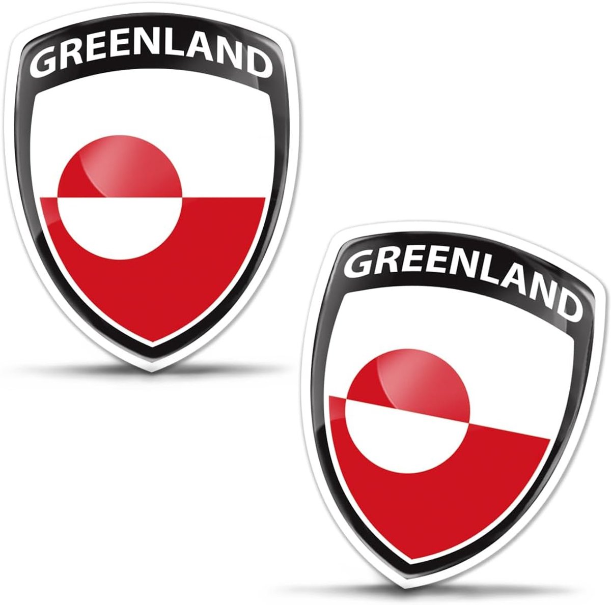 Autovlag sticker set 3D gel embleem - Groenland vlag - Waterdicht en UV-bestendig - Perfect voor voertuigen - ShopVlot