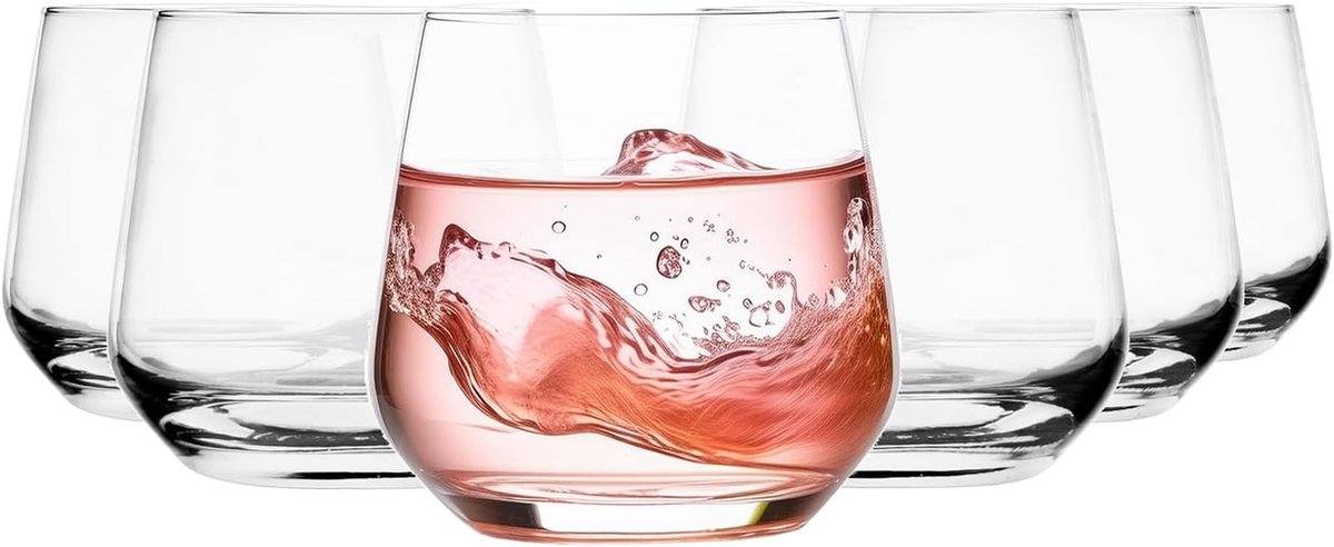 Limonadeglazen stapelbaar - Glas - 6 Stuks - 310 ml - Duurzame Cocktail- en Drinkglazen voor Thuis en Horeca