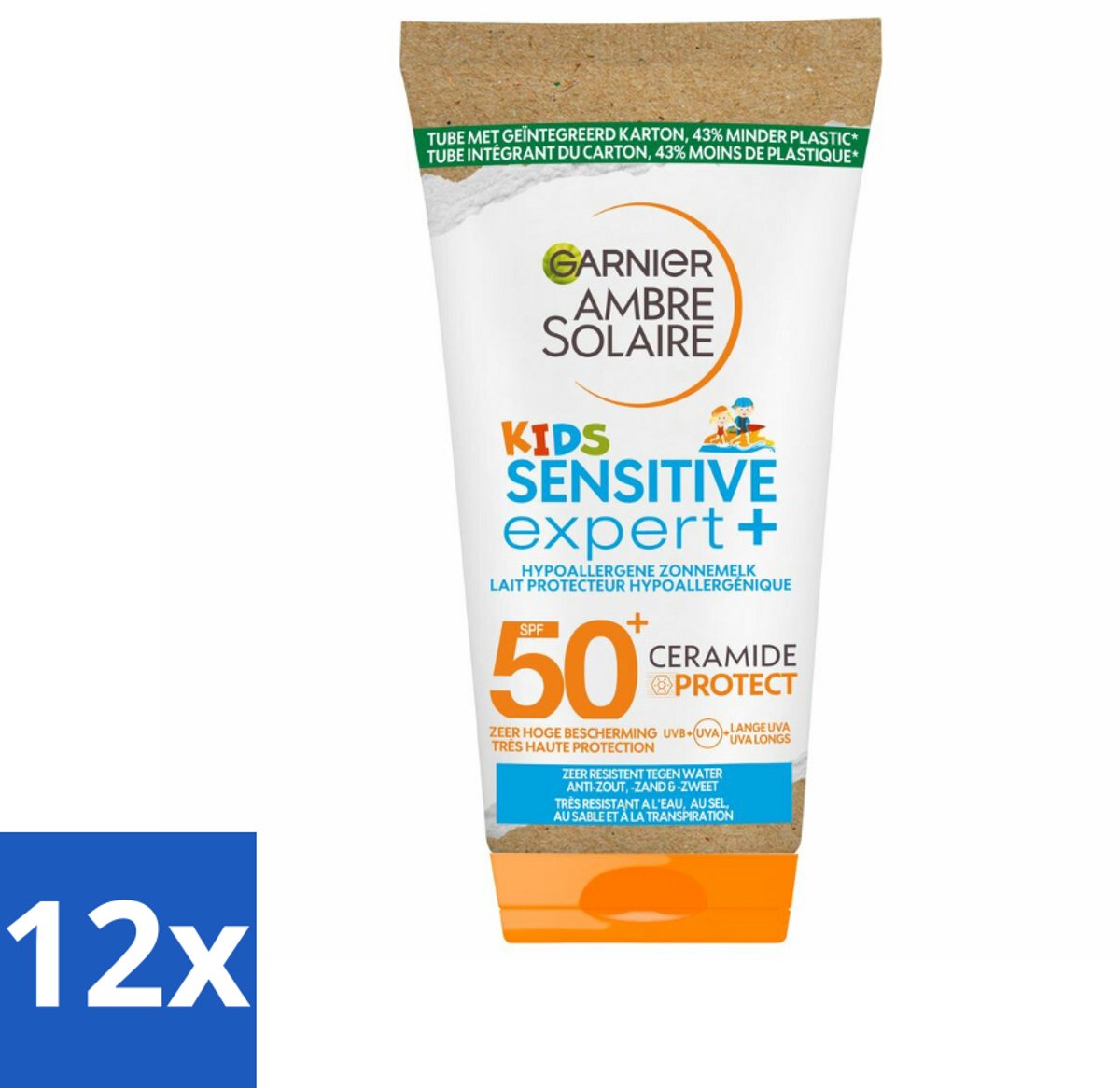 Garnier - Ambre Solaire - Zonnemelk - Kids - SPF 50+ - Reisformaat - 50 ml - Voordeelverpakking - 12 stuks