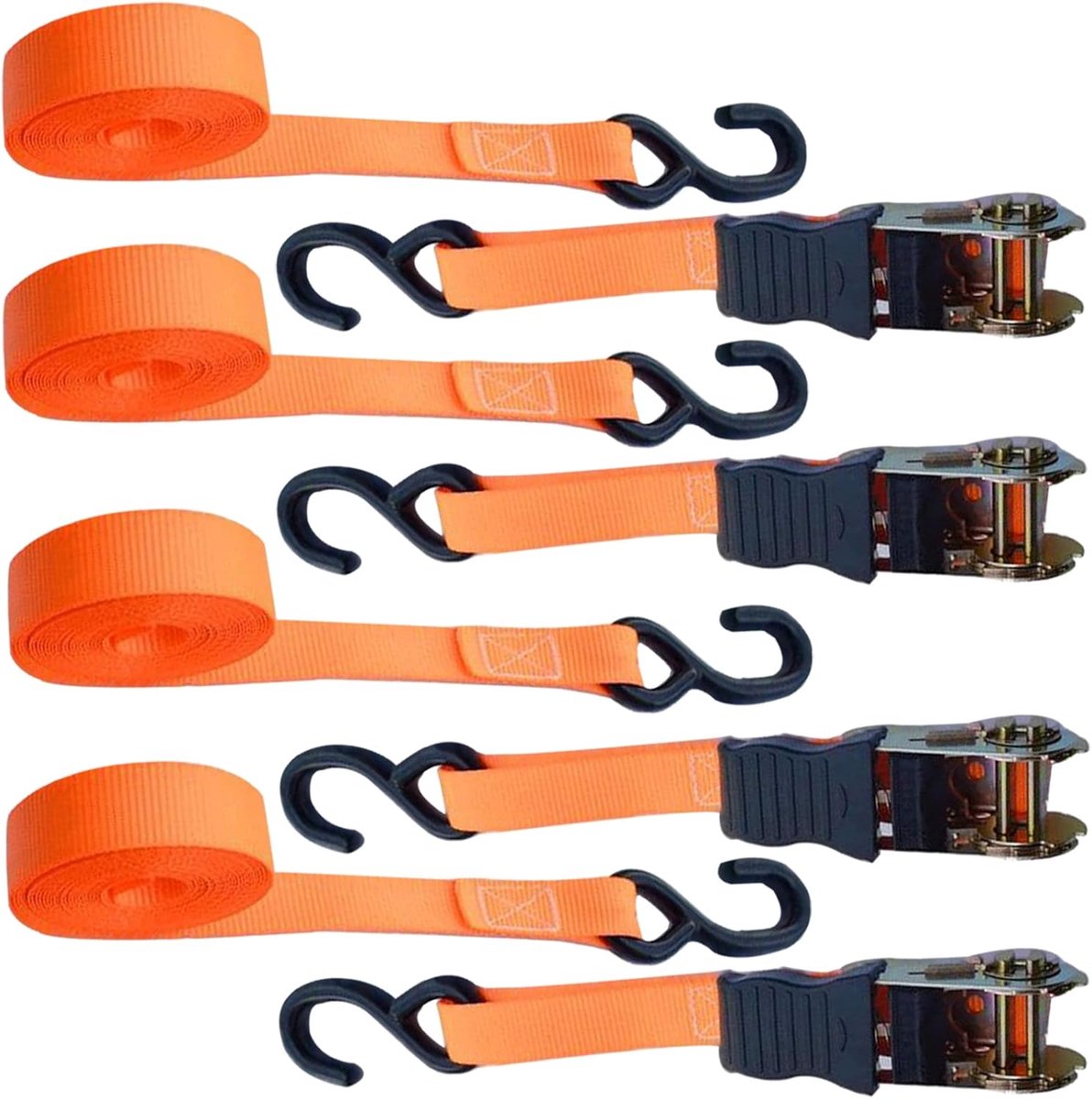 Pack of 4 800 kg ratchet lashing straps with reinforced seams, ratchet lashing straps, lashing straps, fastening - ShopVlot