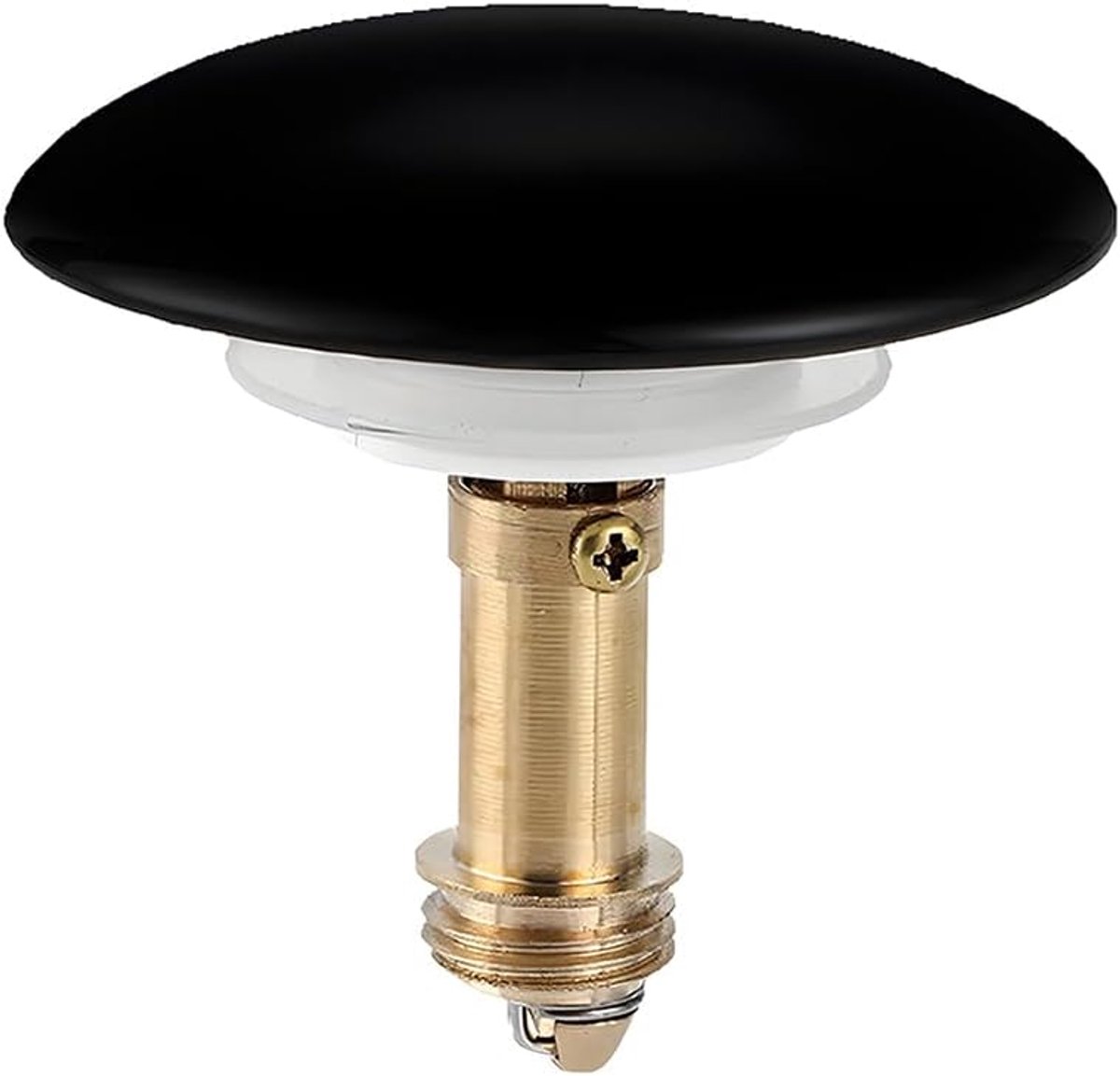 Brass Pop Up Sink Plug with 66mm Matte Black Cap, Click Click Stopper Waste Drain Spring Press, Type Starter Device - ShopVlot