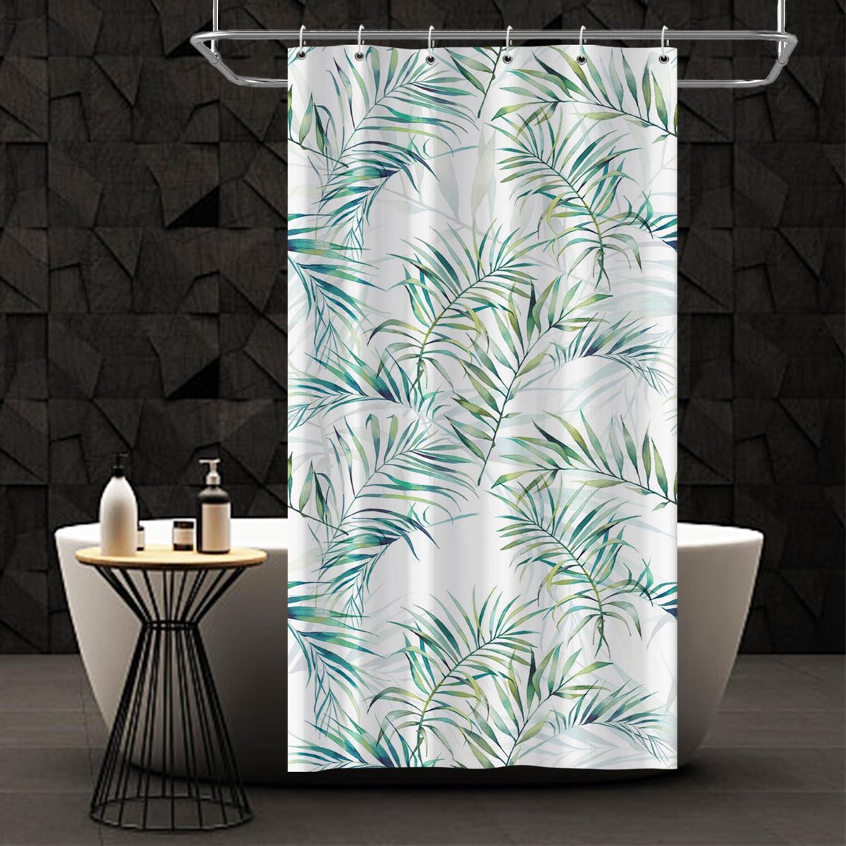 Douchegordijn 92x183cm - Eucalyptus bladeren - Botanisch aquarel patroon - Creëer een frisse badkamer - ShopVlot