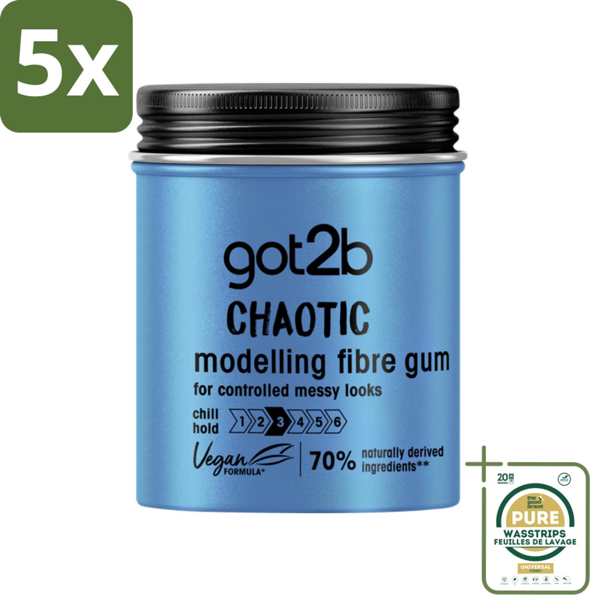 5 x Got2B - Wax - Warhoofd - 100 ml - Grootverpakking - Haarstyling - Warrig Haar - Chaos Haar - Medium Hold Wax - Nonchalant Look