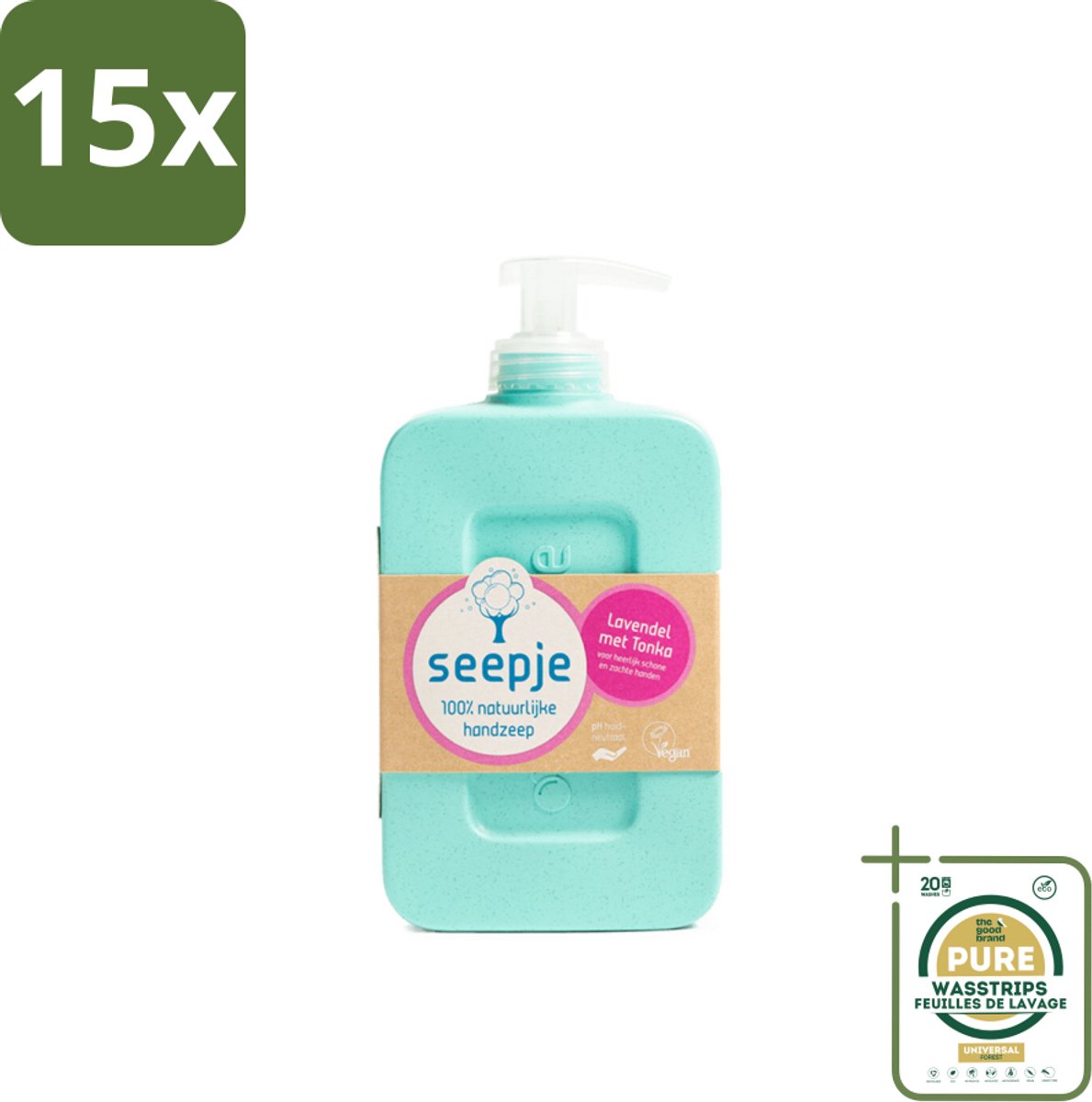 15 x Seepje - Handzeep - Zachte Geur - Lavendel met Tonka - 300 ml - Grootverpakking - Handzeep Lavendel Met Tonka - Natuurlijke Handzeep - Handverzorging - Zachte Geur - Vegan Handzeep
