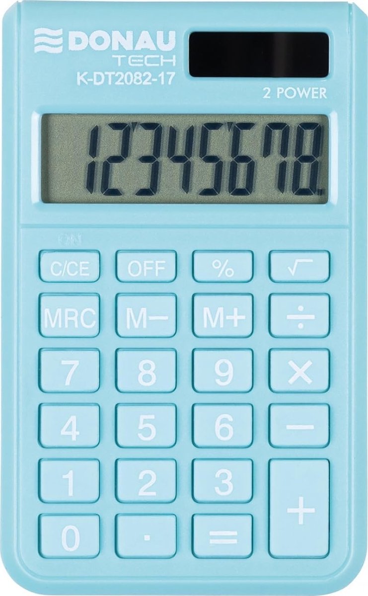 Rekenmachine - Blauw - 9,7 x 6 x 1 cm - Compact met Zonne-energie en Batterij - Voor Thuis en Kantoor