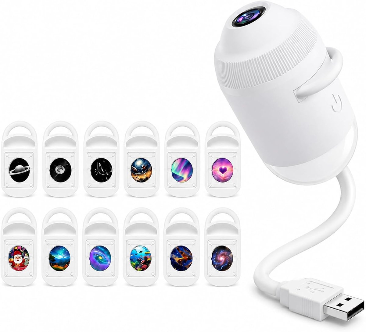 Claoner Sterrenprojectie nachtlicht - 2-in-1 USB sterrenprojector met 12 sterrenprojectiefilms