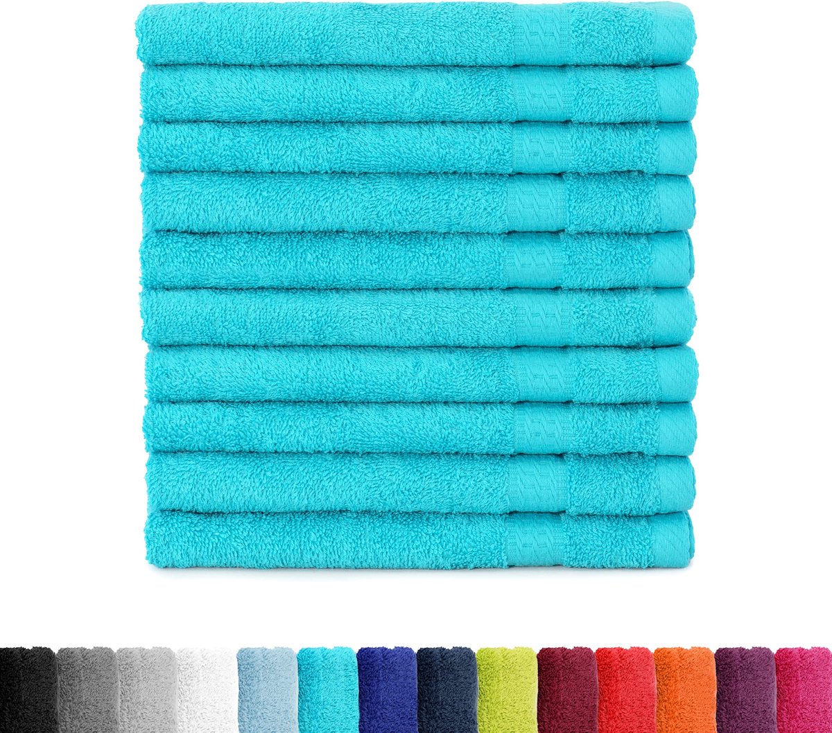 BaSaTex - Handdoekenset voor gasten, set van 10 stuks, badstof handdoeken met ophanglus van zacht katoen in 30 x 50 cm - ShopVlot