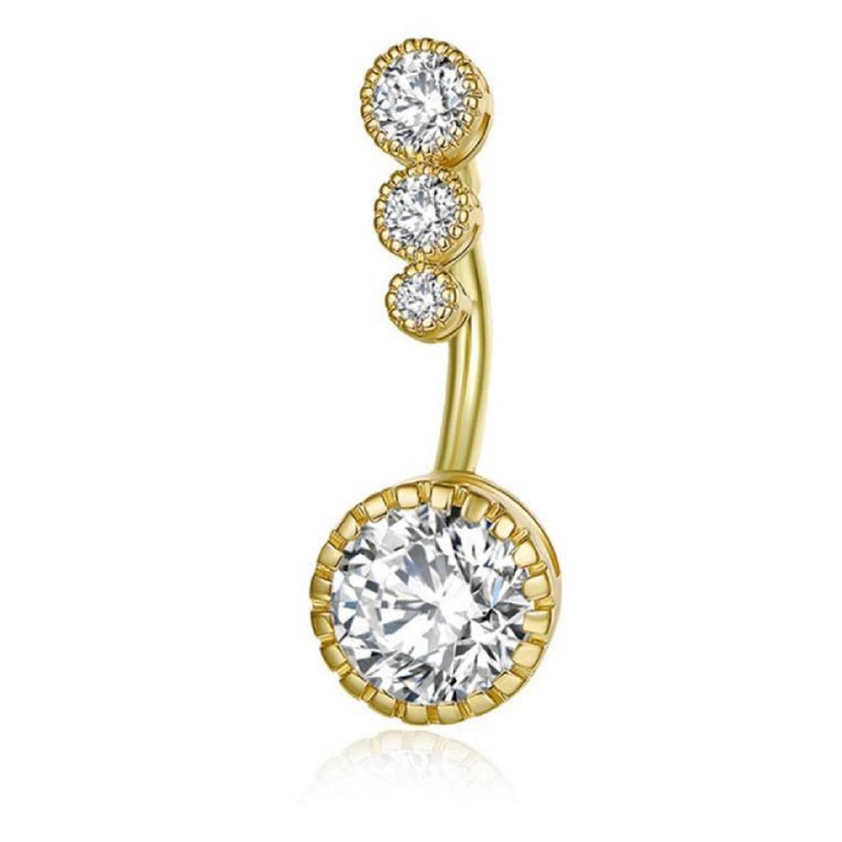 Navel Piercing | Goudkleurig | Diamantjes
