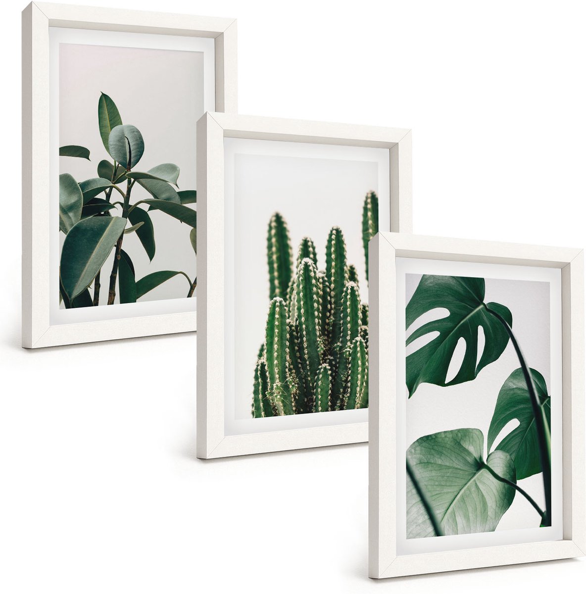Tulup 3-Delige Schilderij Set - Tropische kamerplanten met esthetische bladeren - 20x30 - Stijlvolle Muurdecoratie - Kantoor - Moderne Wanddecoratie