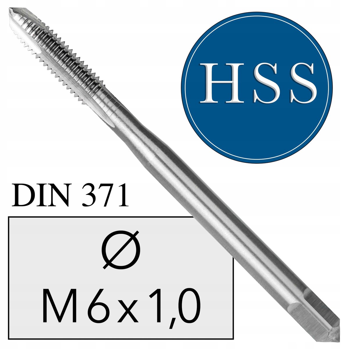 M6 HSS machinetap DIN 371, doorgaand gat, rechtse draad