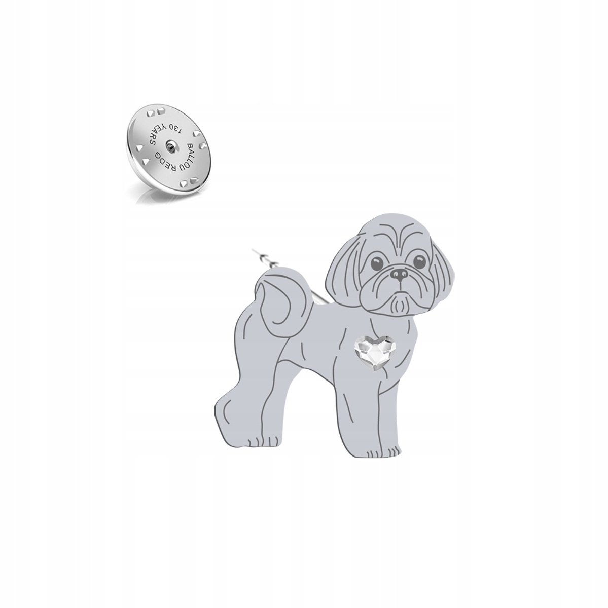 Zilveren Broche Shih Tzu 925 - Uniek Cadeau met Gratis Gravure