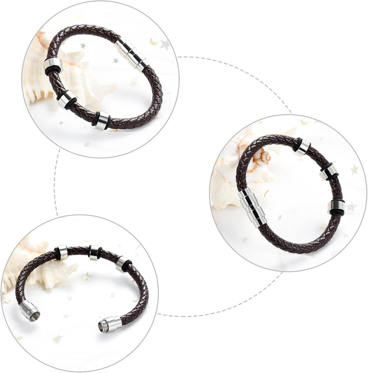 Cremation Jewelry Urn Bracelet for Ashes for Women Men Cylinder Leather Urn Bangle Bracelet for Ash Memorial Keepsake - ShopVlot