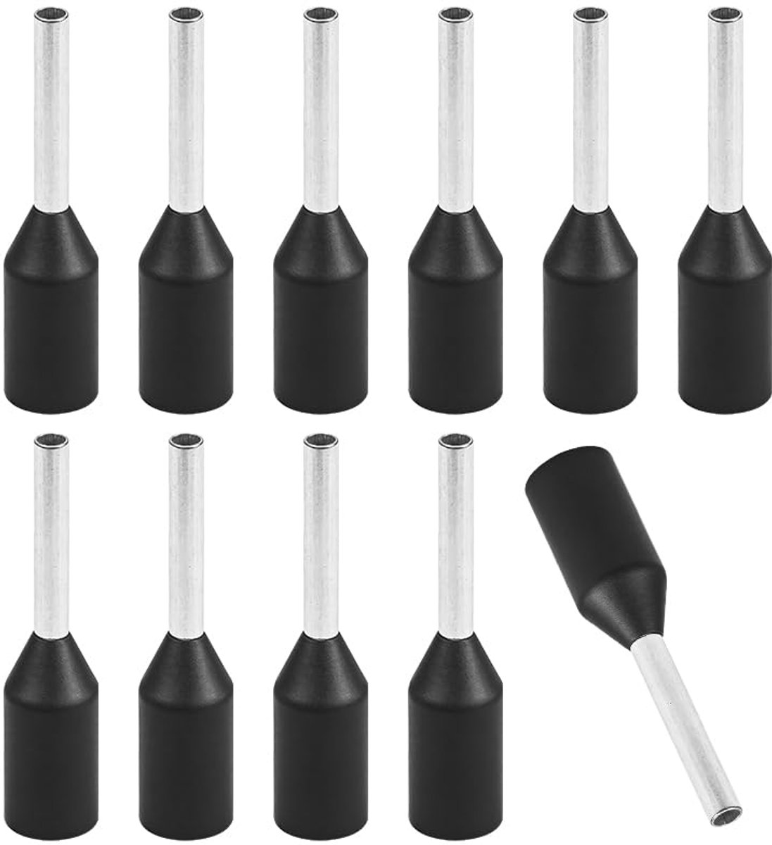 200 stuks geïsoleerde kabeleindhulzen, VE0508-24AWG koperen krimpconnectoren voor elektrische bedrading en industriële chemicaliën (zwart)