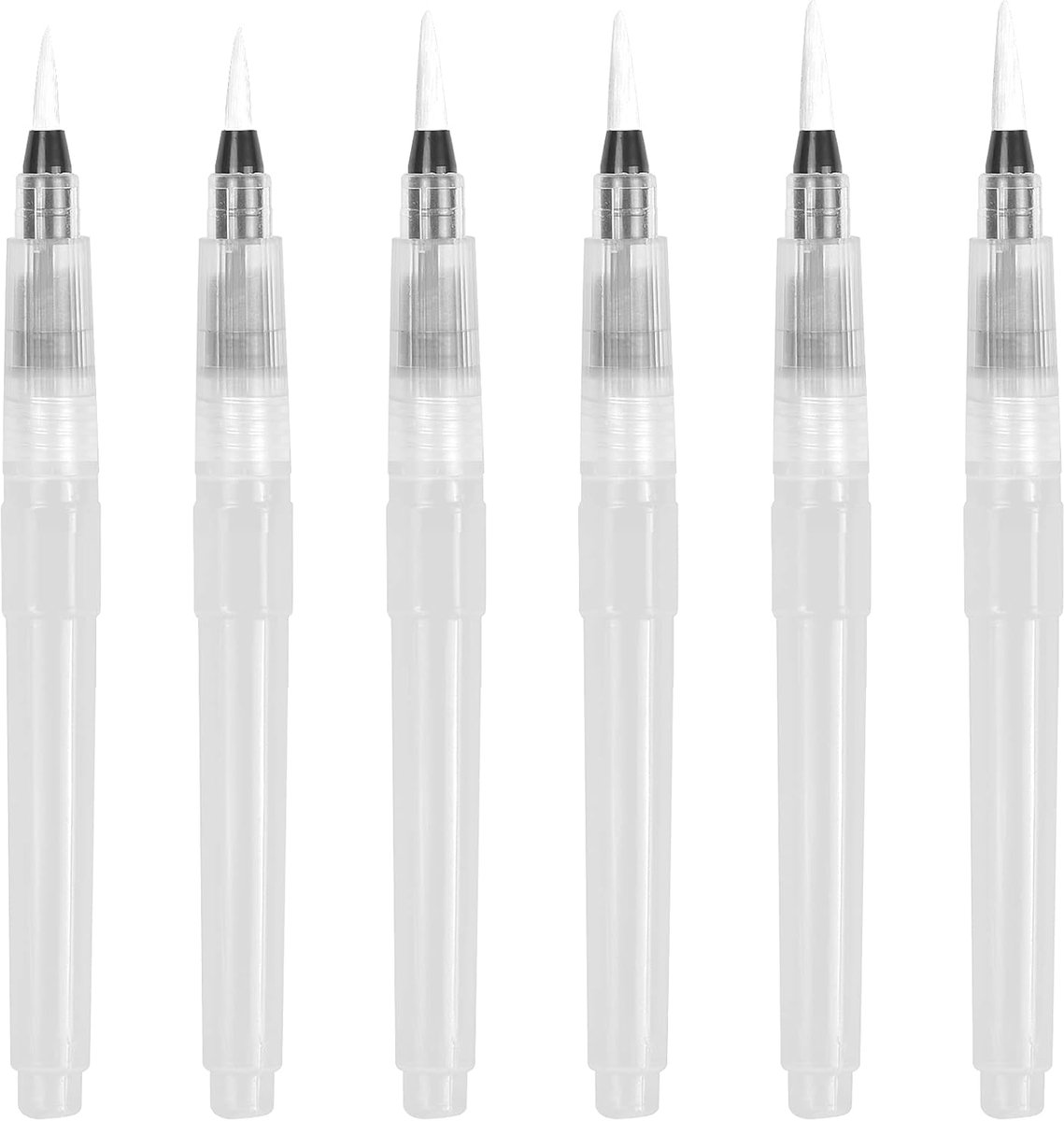 6 Stuks Aquarel Penselen Diverse Tips Maat Waterborstels Pen Hervulbare Inkt Schilderij Borstels voor Water, Kunstbenodigdheden voor Olie Acryl Schilderen