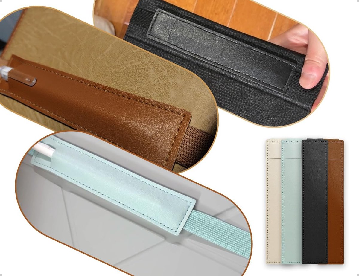 Set van 4 pennenhouders, notitieboeken, herbruikbare pennenhouder, leren etui met elastiek, voor kantoor en thuis, notitieboeken, agenda's en tablets (4 kleuren) — cadeau in Cadeau-ideeën - foto 3
