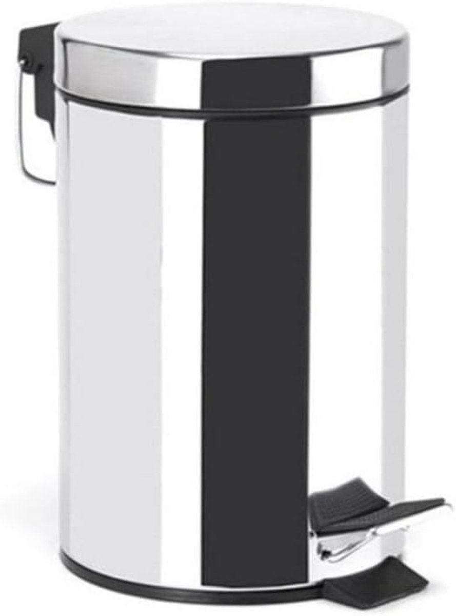 - Cosmetische Afvalbak Voor In De Badkamer - Roestvrij Staal Met Verwijderbare Binnenemmer - Elegante Pedaalemmer - Compact en Praktisch - Spiegel - 5L