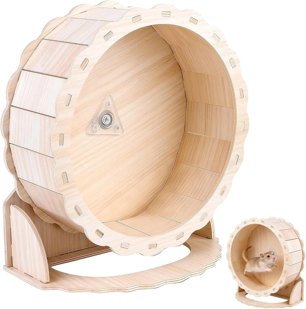 stil, 23 cm, hout | Met gesloten loopvlak van kurk, kogellagers, veilige oefening voor hamsters, gerbils, huismuis