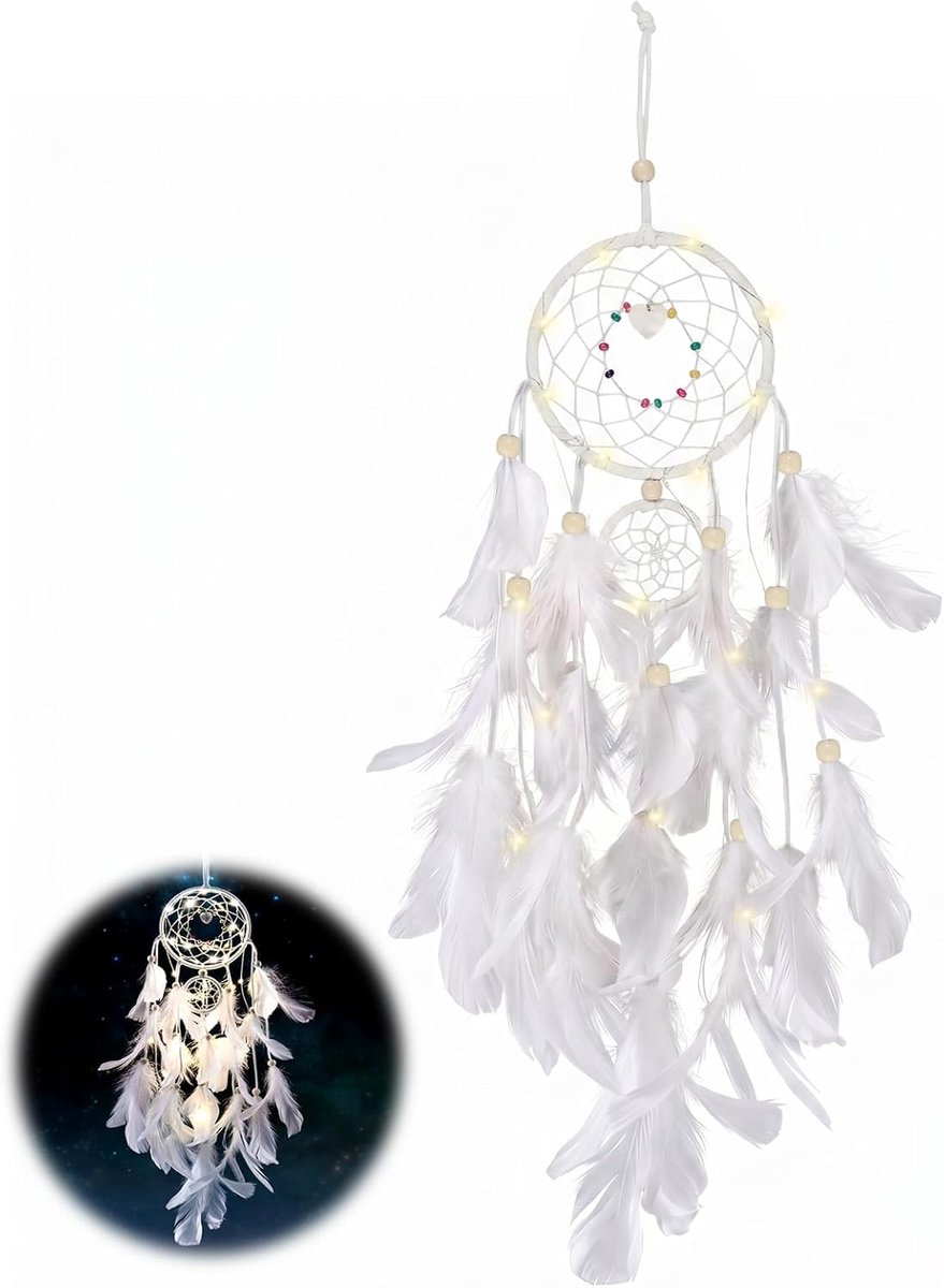 verendromensensor, lichtgevend, droomvanger, dromenvanger, retro, decoratief, met ledlampen, voor slaapkamer, meisjes, woonkamer, verjaardagscadeau, vrede en sereniteit