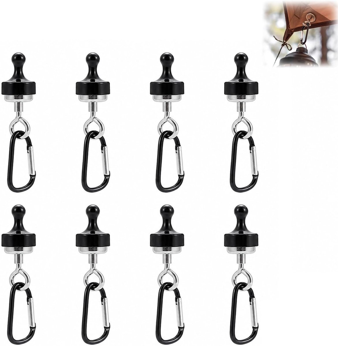 Magnetische haken, afneembare ronde magneten voor garage, keuken, kantoor en outdoor, zwarte neodymium zuignaphaken