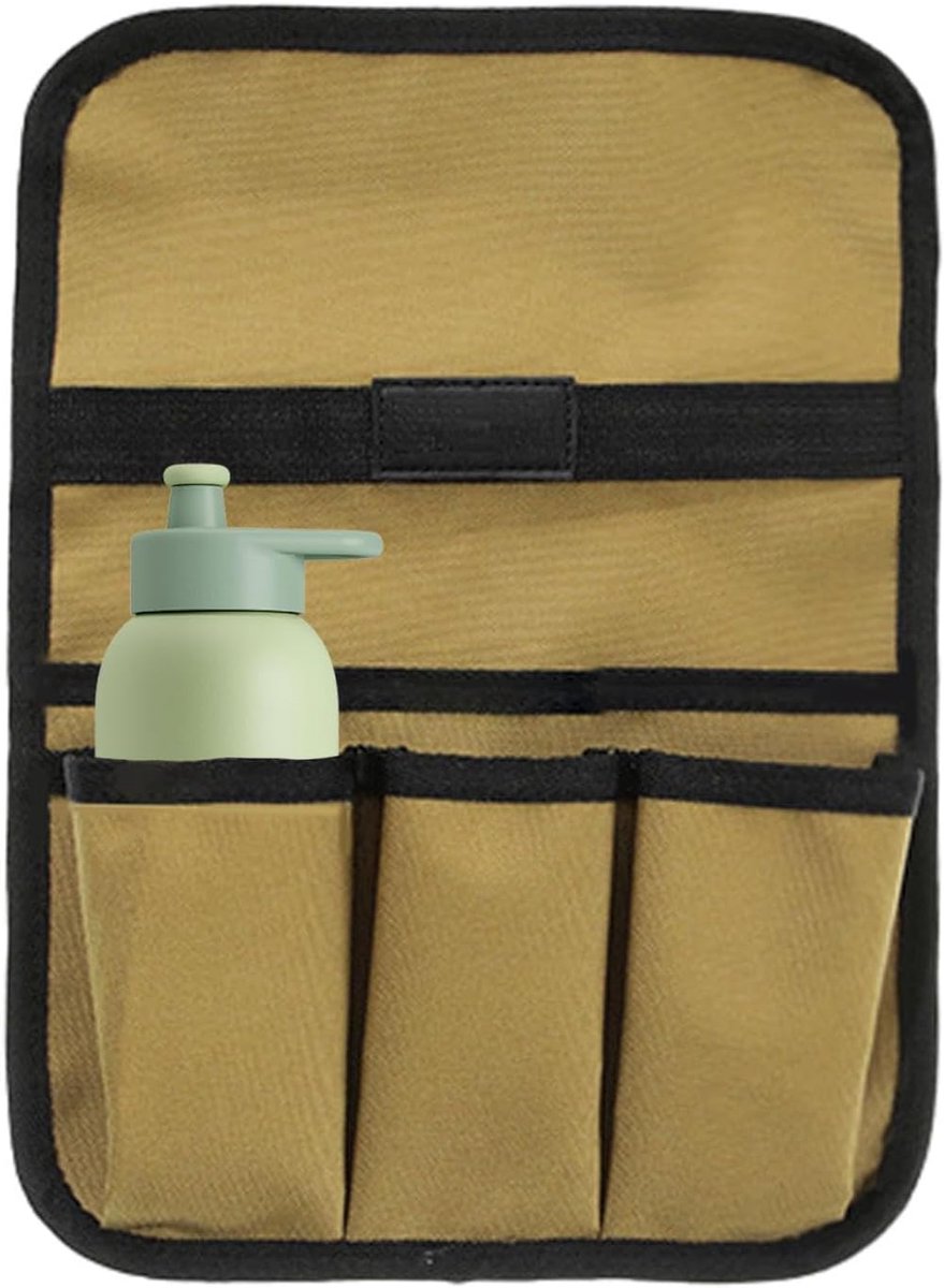 Bekerhouder voor strandstoel, armleuningtas voor strandstoel, organizer voor armleuning voor camping, dubbellaags, draagbaar