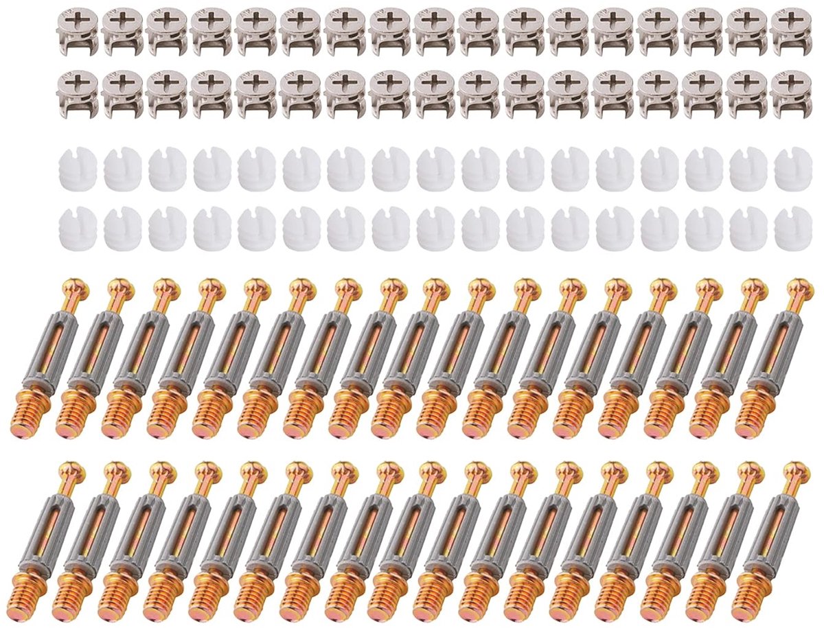 Excentrische Nok Ø11,8mm en Bouten Passende Pluggen M6x41mm met Voorgeplaatste Moeren M6 voor Flat Pack Meubelkast Vergrendeling Verbindend Grijs (34 set)