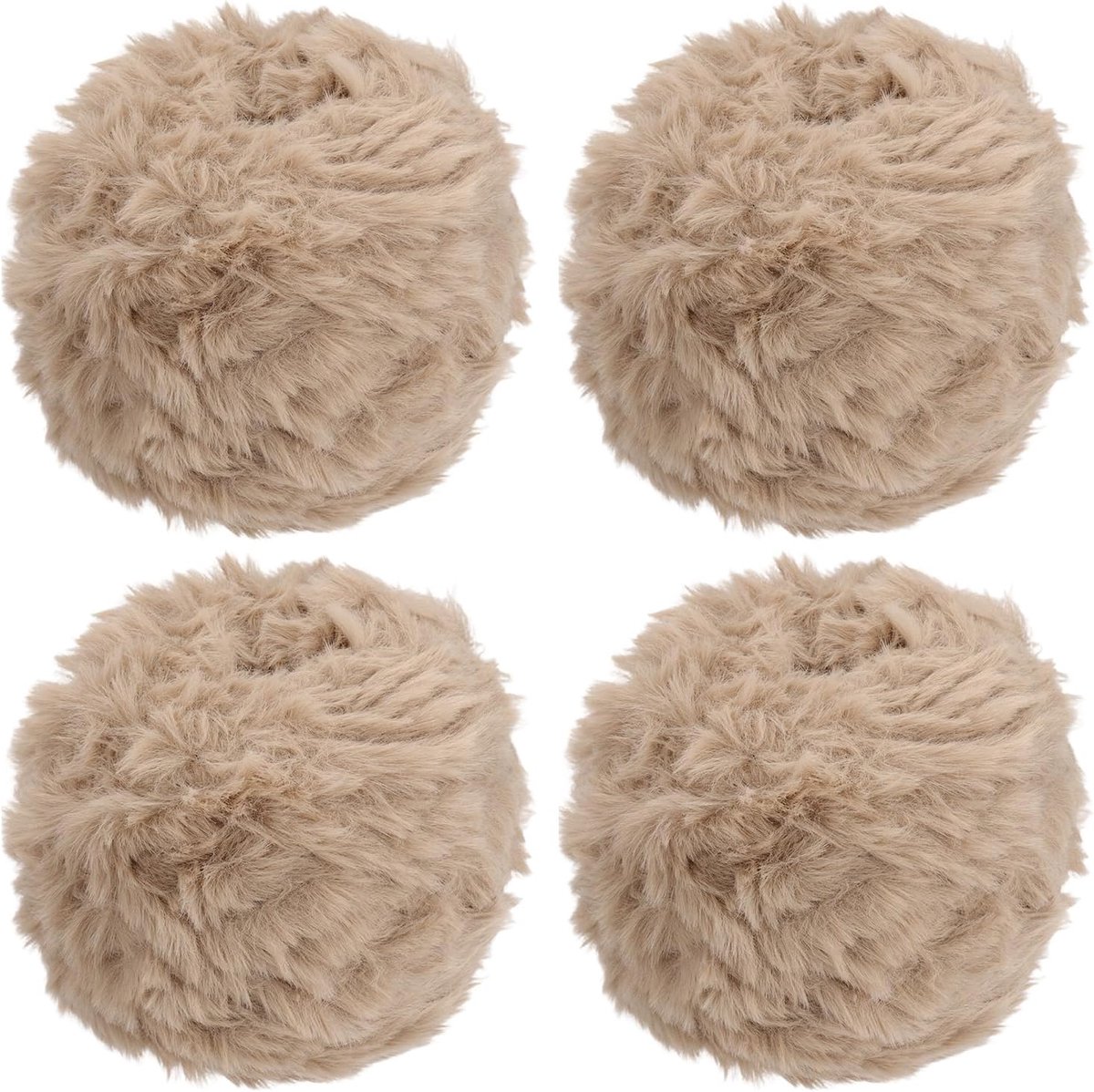 100 m bontgaren, 4 strengen 100 gram zachte pluche pluizige dikke polyester nepbont wimpergaren voor haken, handbreien, deken, hoeden, gehaakt knutselen, lichtbruin