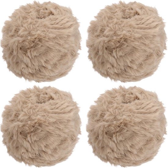 100 m bontgaren, 4 strengen 100 gram zachte pluche pluizige dikke polyester nepbont wimpergaren voor haken, handbreien, deken, hoeden, gehaakt knutselen, lichtbruin