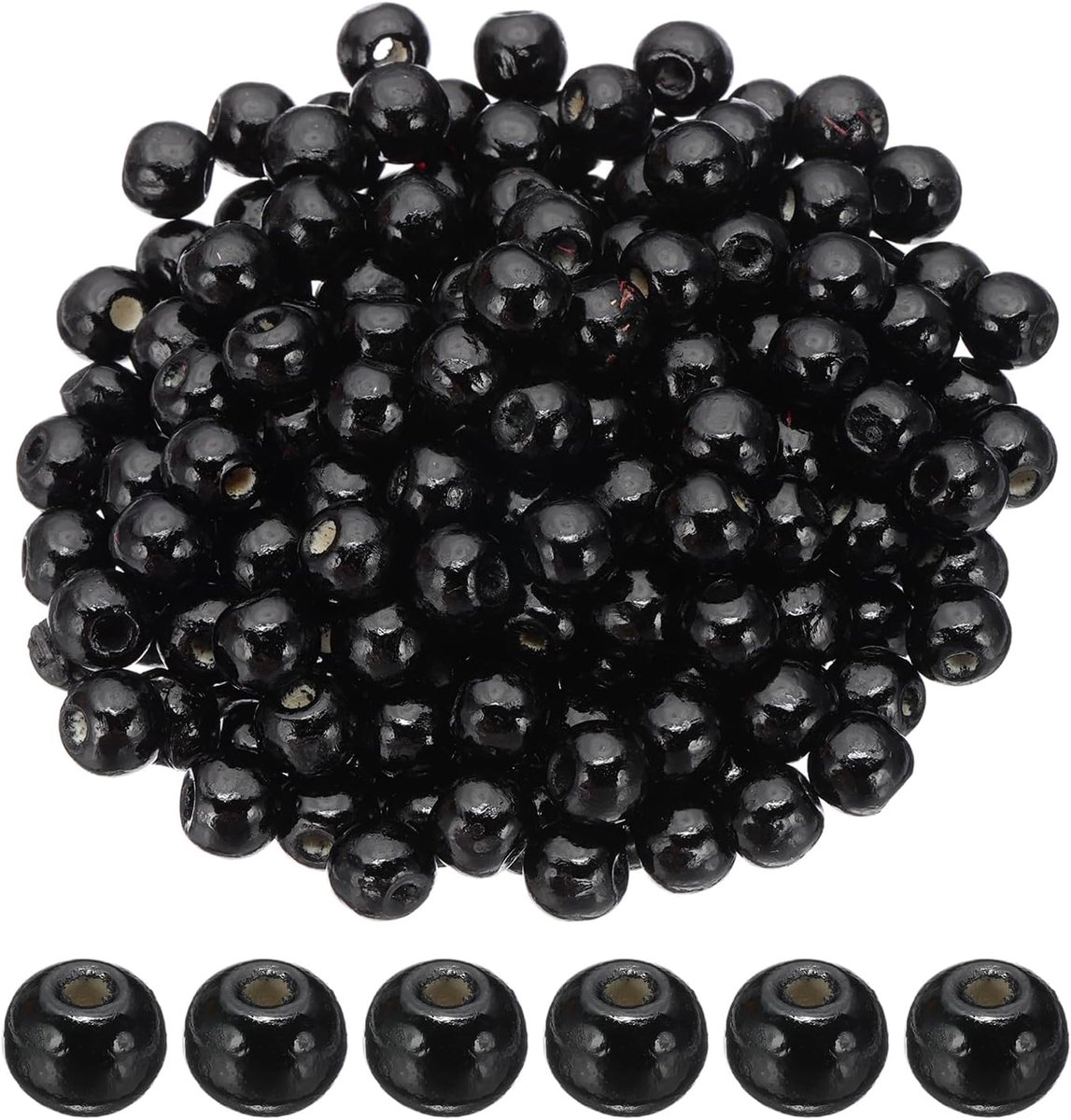 Kralen om te knutselen, 200 stuks ronde losse afstandskralen voor macramé sieraden armband doe-het-zelf handgemaakt decor, zwart