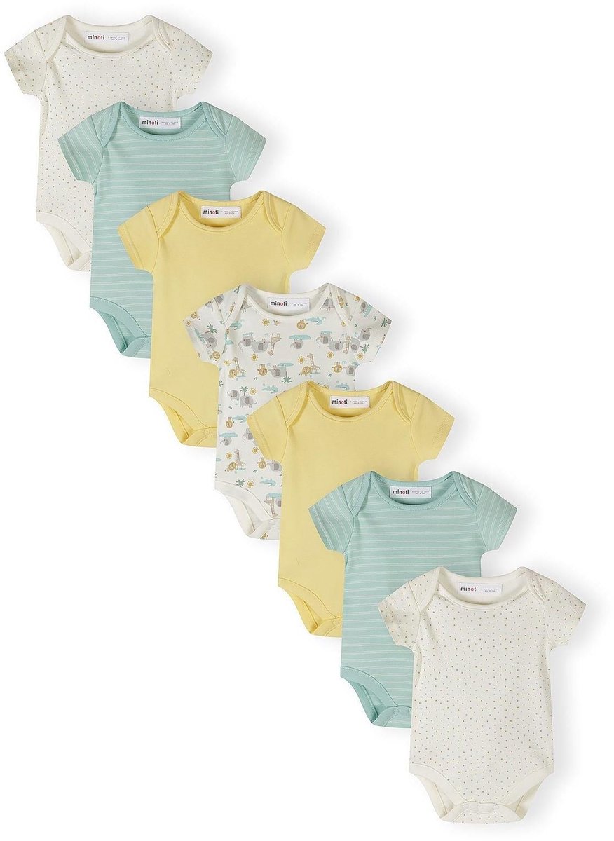 Minoti Safari rompertje baby unisex 7-pack - korte mouw