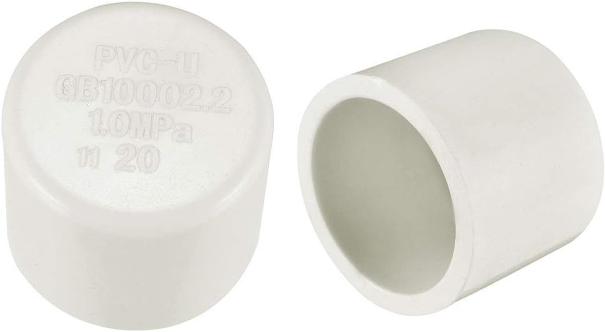sourcing map 2 stuks PVC buiskap slip sokkel externe eindkappen 20 mm 20mm, 10 Pack