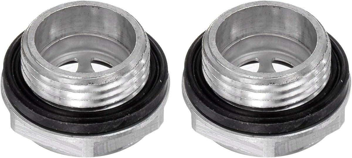 2 stuks glazen oliecontrolelamp, luchtcompressor, 20 x 1,5 mm buitendraad, vloeistofniveau-indicator, aluminiumlegering, zeskantige kop, raam met O-ring voor transmissieboxen, zilver