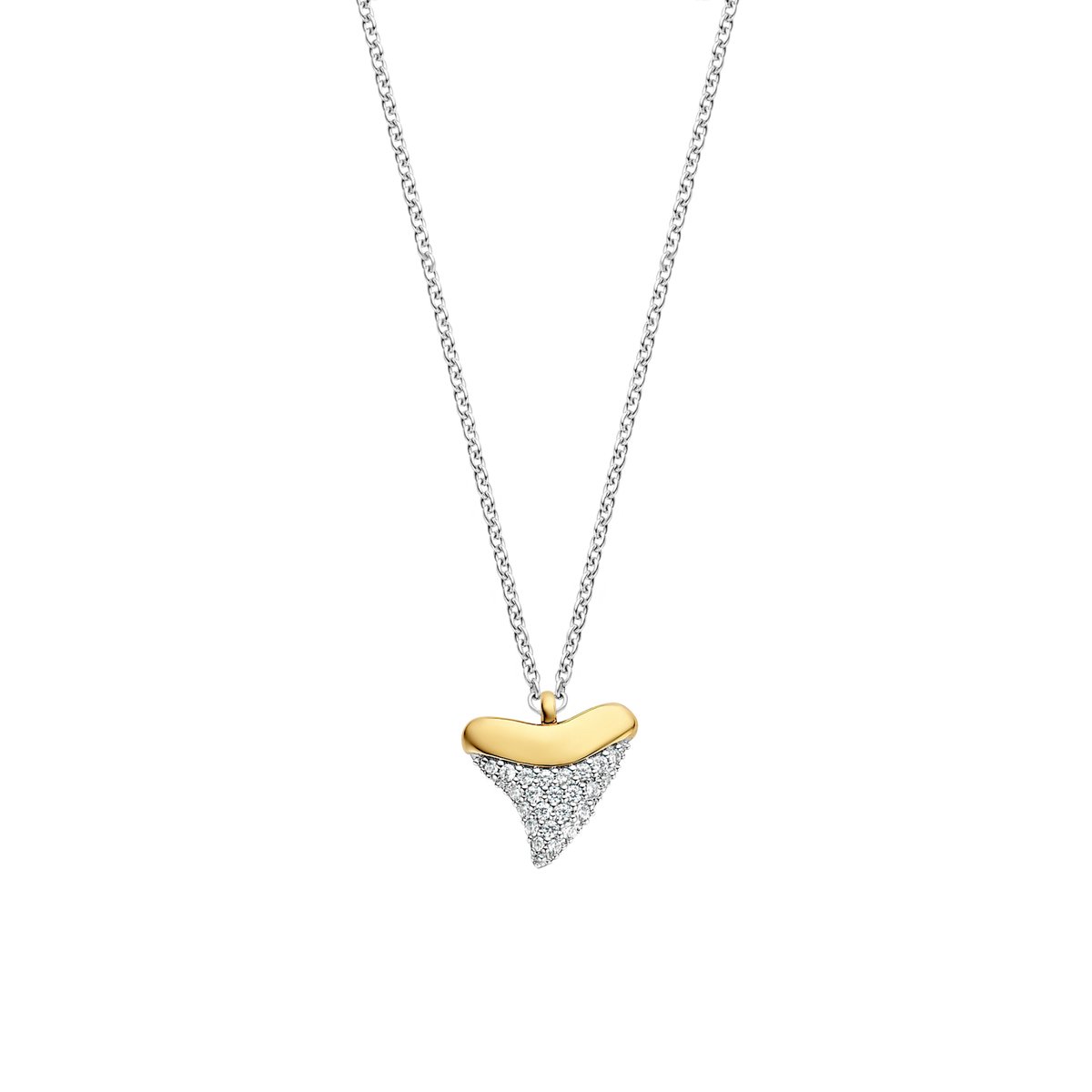 TI SENTO Dames Ketting - 925 zilver - Zirkonia met geel verguld - Maat 42 - 3996ZY