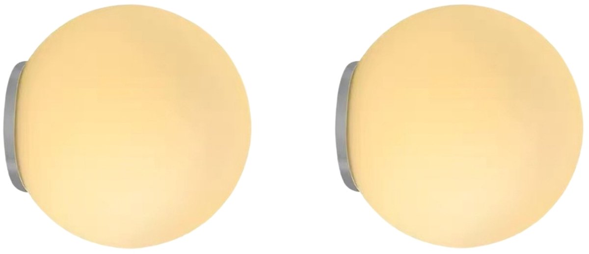 2 Stuks Wandlamp Slaapkamer Moderne Glazen Lampenkap 12cm voor Kinderkamer Woonkamer Café 5W Warm Licht