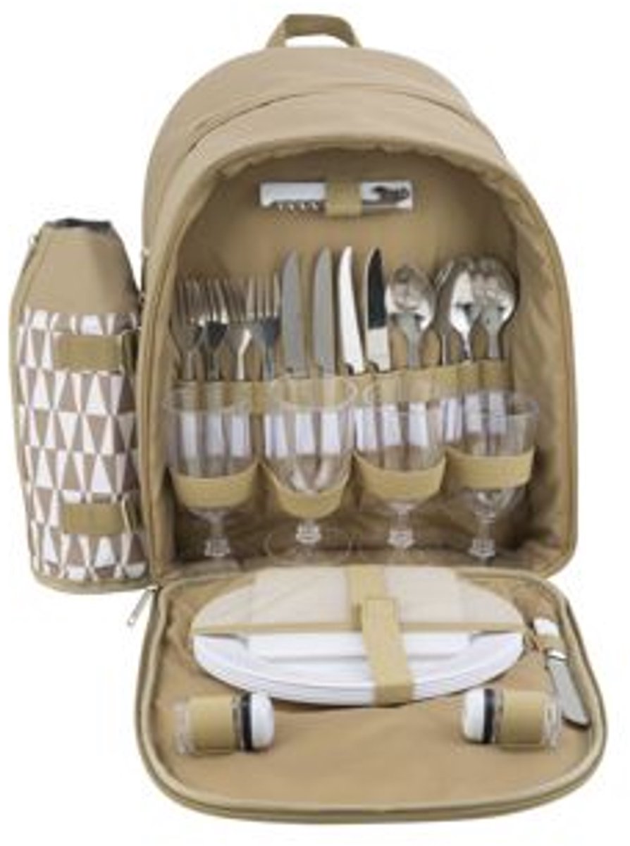 Cosy & Trendy Picknickzak 4p-4xbestek-wijnglazen-