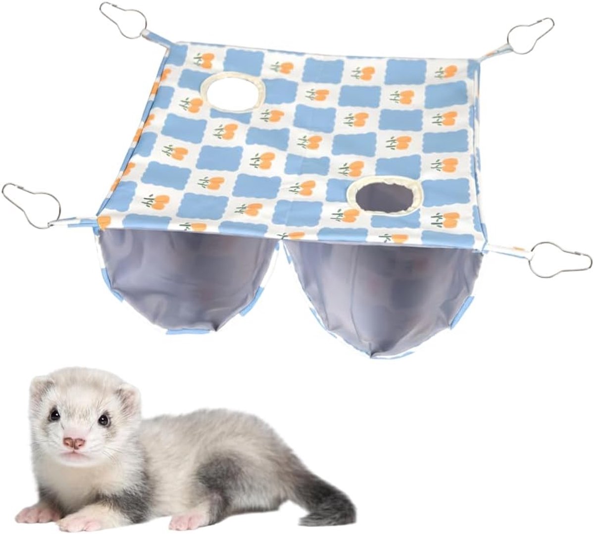 Rat Hangmat, dubbellaagse polyester hangende cavia-tunnelgrot, inclusief 4 roestvrijstalen haken voor hamster, suikervliegbuideldier, eekhoorn, chinchilla, spelen, slapen