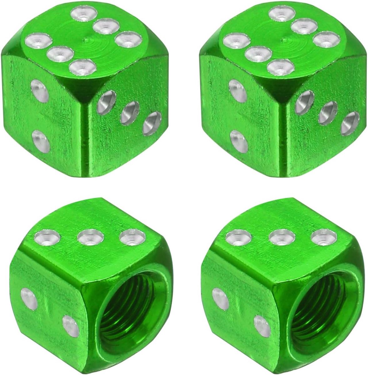 Ventieldoppen, 4 stuks universele aluminiumlegering stofdichte bandenklepdeksels voor auto's, SUV's, vrachtwagens, fietsen, motorfietsen, fietsen, groen