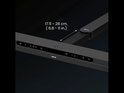 Zwarte BenQ bureaulamp met instelbare arm van 17,5 tot 28 cm en verlichte touch-bediening op de voorzijde.