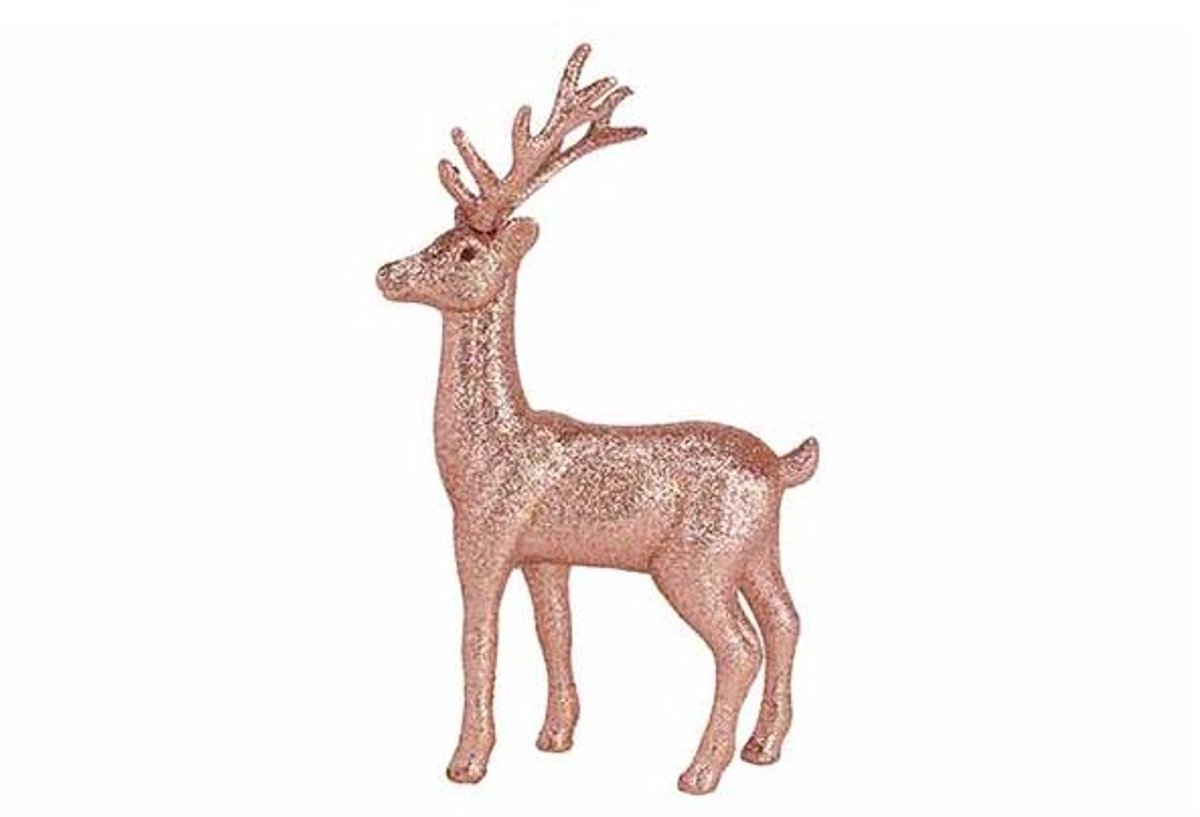 Hert Glitter Roze 14x5xh22cm Kunststof