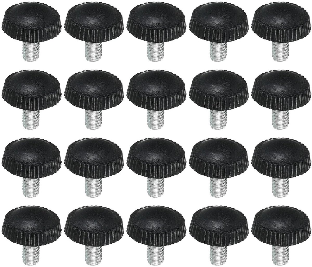 M4 x 8 mm gekartelde duimschroeven, verpakking van 20 stuks, buitendraad, ronde klemmen, schroeven, knoppen, handgreepbouten, montagesluitingen voor verlichting, meubels, hardware, zwart