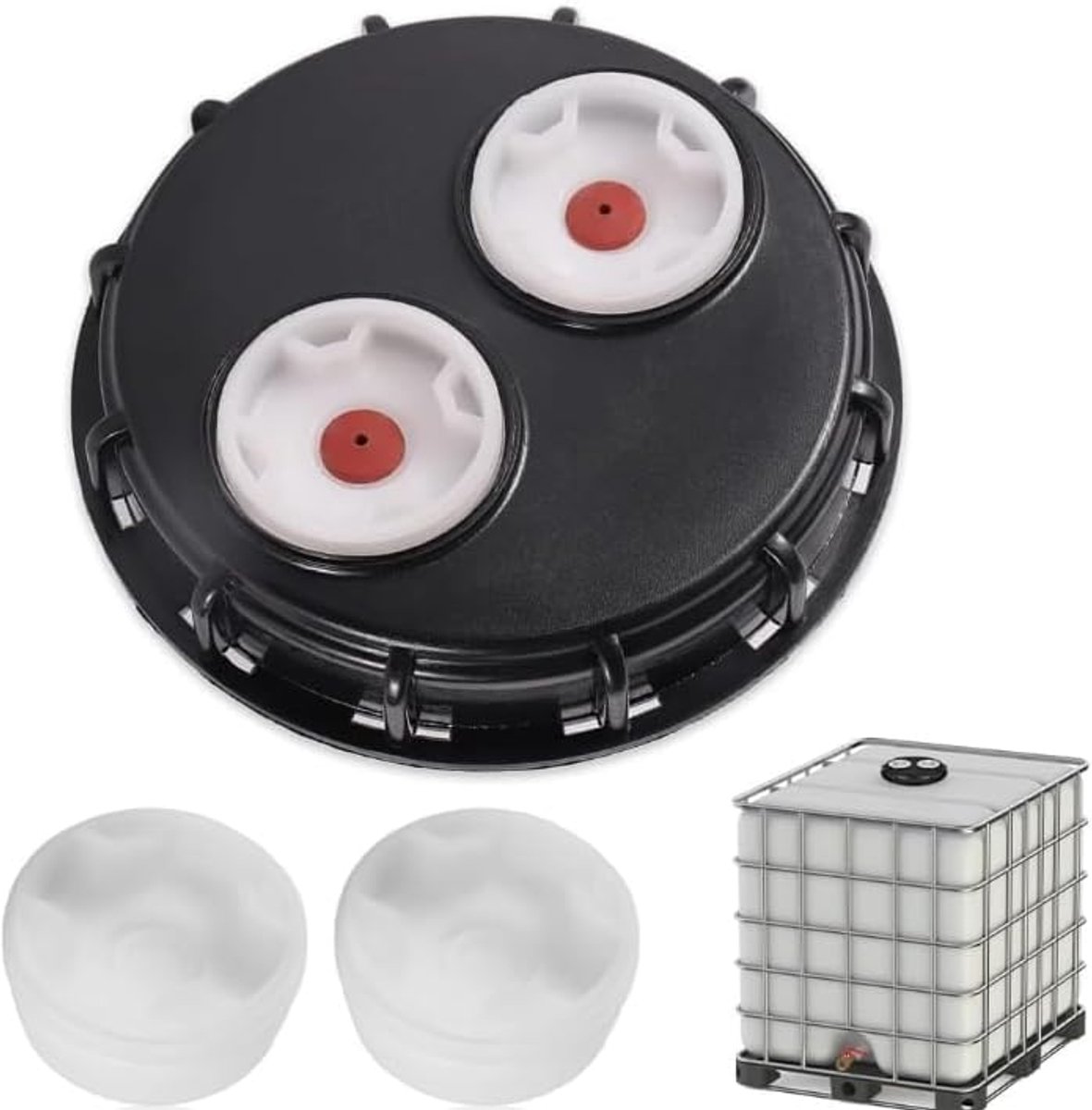 deksel, 163 mm tankafdekking, IBC-tankaccessoires, IBC-containersluiting, dubbele ventilatiegaten, IBC-tankaccessoires voor watertank regenton en container