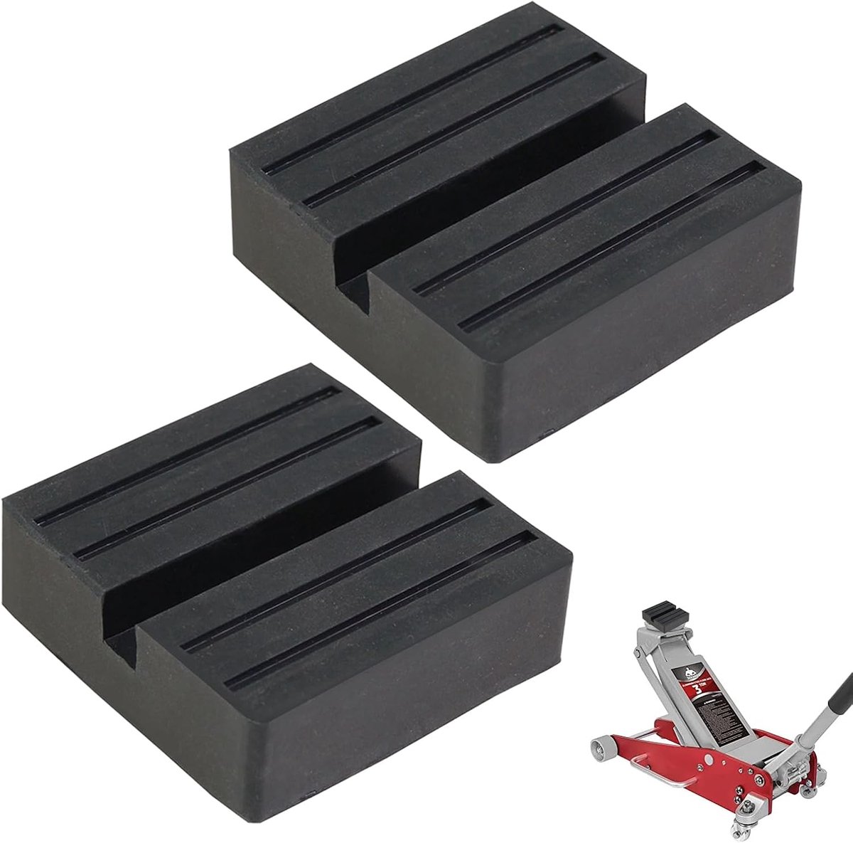 Set van 2 rubberen pads voor autokrik, universele antislip houder voor hydraulische krik of schaar, beschermt onderkant van kist en chassis bij het optillen, veilig en duurzaam