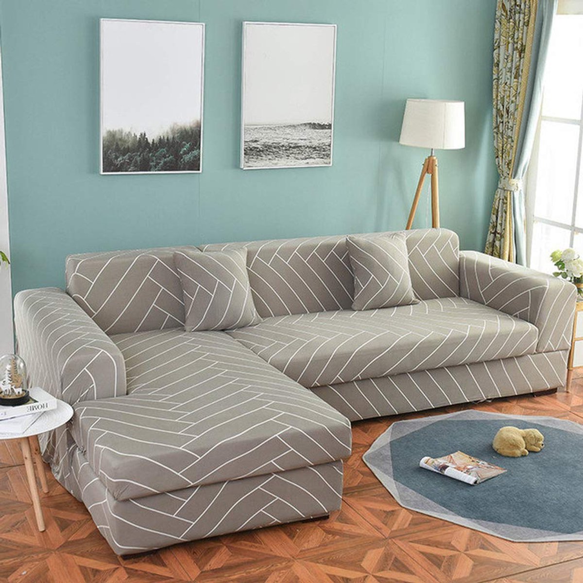 Hoes Sectionele Elastische Stretch Sofa Cover Voor Woonkamer Couch Cover L Vorm Hoek Fauteuil Cover 1/2/3/4 Zits (Pillow Casex2 45x45,Color 20)