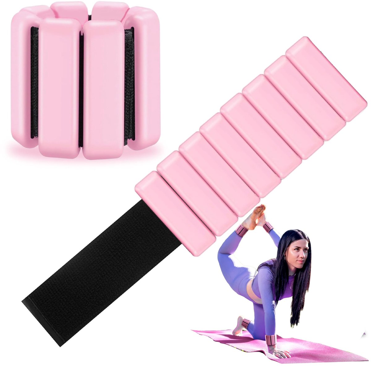 Gewichtsmanchetten voor dames en heren, gewicht fitnessarmband, enkelbandje, gewichten 1 kg, set van 2 armbanden, polsgewichten om te lopen, gewichten voor benen, pilates gewichten